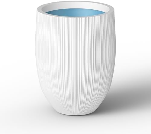 Kante Large Round Bullet White Concrete Planter 21.7" Tall, Outdoor by Unknown