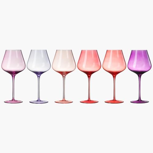 Colors of Love Pink & Red Valentines Crystal Wine Glasses Set of 6 – Elegant Italian Style Tall Stemmed 24oz Glassware Valentine’s Day, Romantic Dinners, Anniversaries, Weddings Gifts, Wife Girlfriend - Image 6