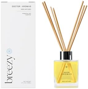 Doctor Aromas Premium Reed Diffuser Diffuser Glass Jar Set Elegant Scent for Home, Room or Bathroom and Fresh Air Scent Lasting Home Fragrance Over 90 Days (Pack of 1, Breezy) by DOCTORAROMAS