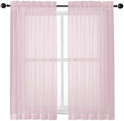 OWENIE Sheer Curtains 54 Inch Length 2 Panels Set, Blush Sheer Curtain for Living Room, Soft Airy Window Treatments for Bedroom, Fimly Voile Sheer Curtains & Drapes, 2 Pcs 84 Width 54 Long by OWENIE