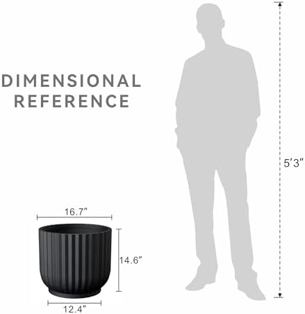 Kante Large Round Pedestal Black Concrete Planter 16.7" Dia, Outdoor - Image 6