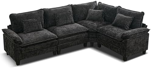 URRED Oversized Modular Sectional Sofa，Black：116" V Shaped - Image 3