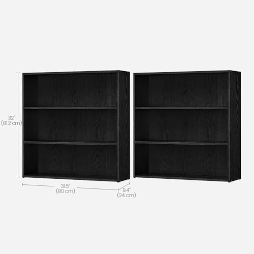VASAGLE Set of 2 3-Tier Bookshelves, Adjustable Storage Shelves - Image 3