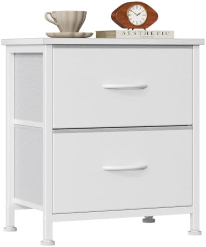 Sweetcrispy Nightstand with 2 Storage Drawers, Small Bedside Table, White by Sweetcrispy