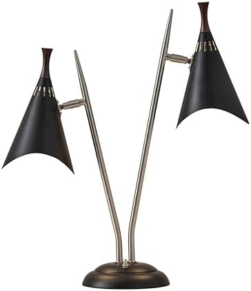 Adesso 2-Light Desk Lamp, Brushed Steel & Black, Adjustable Arms, 22” by Adesso