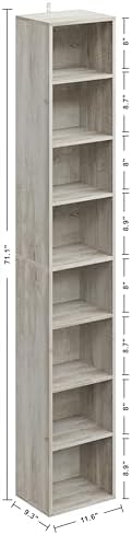IRONCK Tall Narrow Bookshelf 8 Tiers, Compact Corner Bookcase, Floor Standing Display Storage Shelves 71 in Tall, Easy to Match for Living Room, Office, Study, Bedroom - Image 3