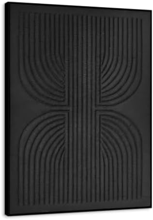 SAFERRYHOME Black Textured Carve Abstract Wall Art, 30"x40" Framed by SAFERRYHOME