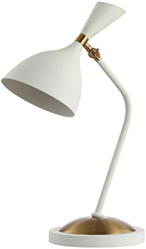 JONATHAN Y Albert 21.5" Mid-Century LED Metal Desk Lamp, White/Brass Gold by JONATHANY