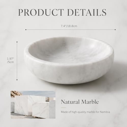 Koville Marble Decorative Bowl, 7.4" Natural Stone Bowl for Key Jewelry Entryway Table Catch all, Aesthetic Modern Fruit Bowl for Kitchen Counter Home Coffee Table Decor Centerpiece(Grigio Fantasy) - Image 2