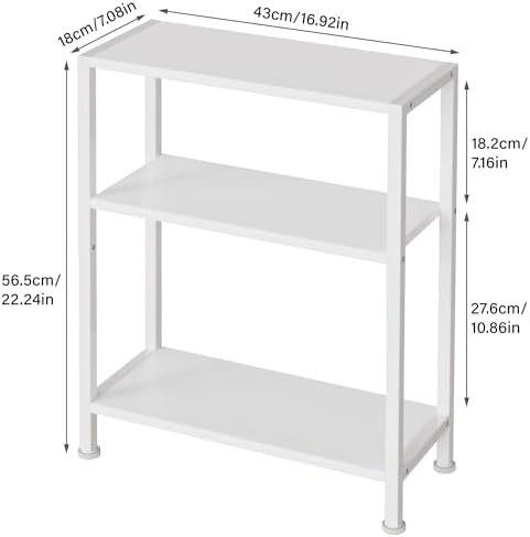 3-Tier Side Table, Small End Table, Sofa Side Table for Narrow Spaces, Slim End Table, Skinny Nightstand Table for Living Room Bedroom Office, White - Image 3