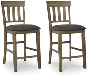 Signature Design by Ashley Wood Counter Height Bar Stools, Set of 2, Brown by Unknown