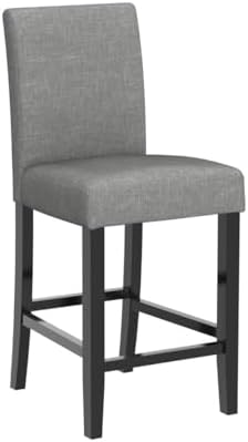 LSSPAID Bar Stools Set of 2, 25 Inch Upholstered Fabric Counter Height Stools, Modern Kitchen Island Wood Bar Chairs Barstools with Backrest and Solid Wood Legs, Grey - Image 4