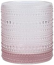 Fortessa Jupiter Beaded Hobnail Glass, 14 Ounce Triple Old Fashioned (Set of 6), Pink by Unknown