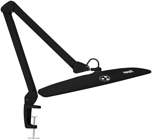 Neatfi Elite HD XL Desk Lamp – 1,600 Lumens, 22” Wide Head, 6500K Daylight | Non-Polar Dimming, Adjustable | Office, Study & Home Workspace (Black, Non-CCT with Clamp, 22 Inches) by Neatfi