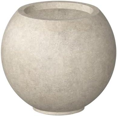 Kante Small Round Sphere Weathered Concrete Planter 11" Dia, Outdoor by Unknown