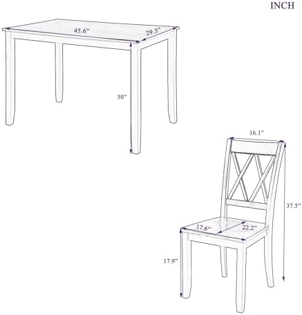 Harper & Bright Designs 5-Piece Wood Dining Table Set for 4, Kitchen Furniture Set with 4 High Back Dining Chairs for Small Places, Espresso+Black - Image 2