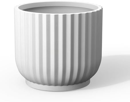 Kante Accent Round Pedestal White Concrete Planter 14" Dia, Outdoor by Unknown