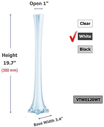 WGV Eiffel Tower Vase, Open 1", Height 20", (Multiple Sizes Choices) White Glass Floral Container with Sturdy Base, Flower Centerpiece for Wedding Event Home Decor, Arts Crafts, 1 Piece - Image 2