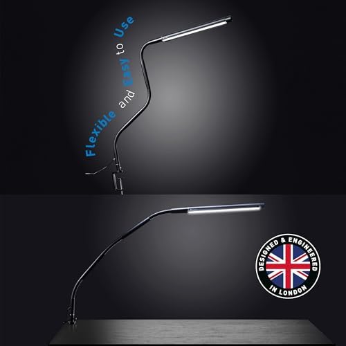 Electra Table Lamp: 3 Color Temperatures (Daylight 6000K/Cool 4000K/Warm 2700K), 95+ CRI LED, Dimmer Switch, Flexible Arm, Desk Lamp for Artists, Crafts & Office (Black, 2500 Lux at 12") - Image 4