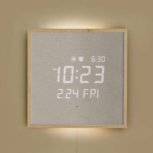 mooas Wooden Frame LED Silent Wall Clock (Wooden Frame Light Brown) by mooas