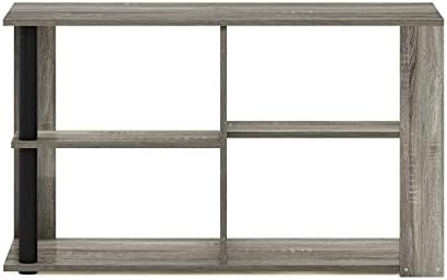 Furinno Romain Narrow End Table with Shelves, French Oak/Black - Image 6