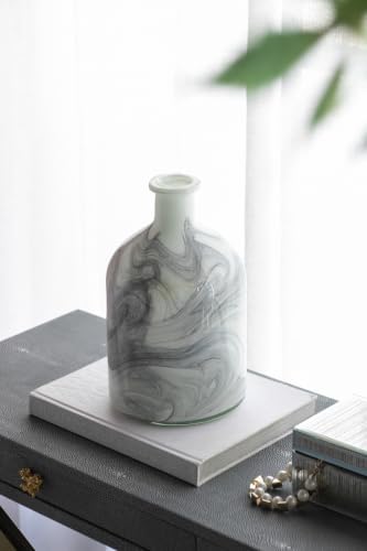 Svirla Vase - Black-and-White Swirl with Multicolor, Glass by Geelife