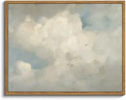 InSimSea Framed Canvas Wall Art Vintage Decor, Home Decor Classical Oil Paintings Sky Cloud Bird Canvas Prints, Vintage Landscape Wall Art for Bedroom Living Room Bathroom Home Office Decor, 11"x14" by InSimSeaArt