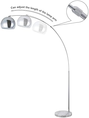 Major-Q Modern Standing Adjustable Floor Lamp with Metal Dome Shade & Marble Base for Living Room - Corner Light Arc Lamps for Bedrooms in Silver Finish - Image 5