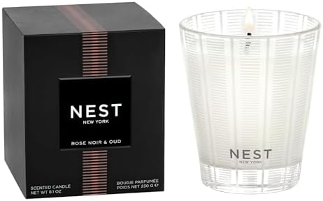 NEST New York Scented Classic Candle, Rose Noir & Oud - 8.1 oz - Up to 60-Hour Burn Time - Reusable Glass Vessel by Unknown