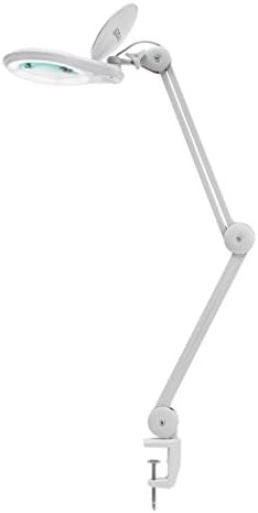 Neatfi LED Magnifying Lamp 1,200 Lumens with Clamp – 5” 5-Diopter Glass Lens, Dimmable Task Light | Adjustable Arm | Reading, Sewing & Crafting (White, 5-Diopter) by Neatfi