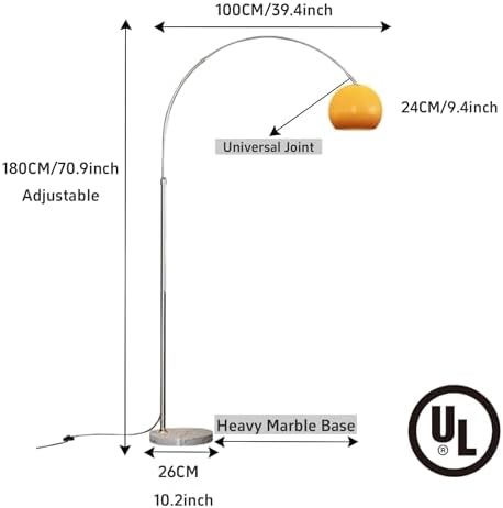 LightInTheBox Modern LED Arc Floor Lamp Silver Floor Lamp Glass Shade Standing Lamp with Marble Base Floor Light for Living Room Reading Bedroom Home Office - Image 2