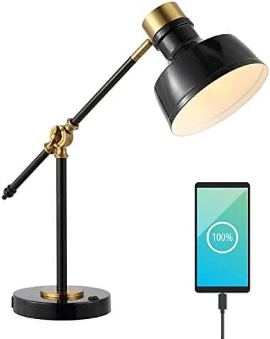 JONATHAN Y Allegra Metal Task Desk Lamp USB Port 18.5", Black/Brass Gold by JONATHANY