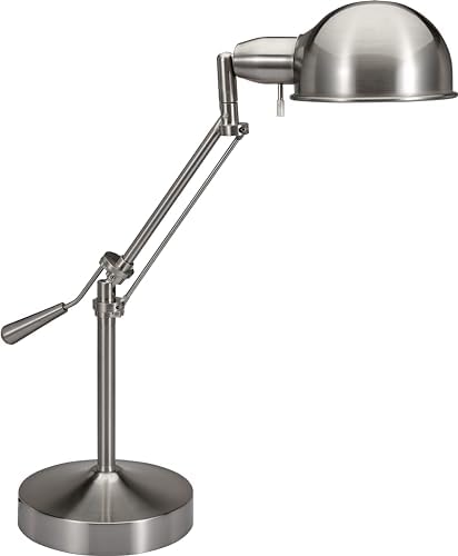 V-LIGHT Pharmacy Style CFL Desk Lamp with Height-Adjustable Tilt-Arm Feature, Brushed Nickel (VS687372BN) by V-Light