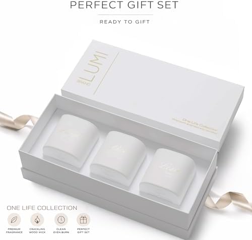 Set of 3 Premium Scented Soy Candles Gift Set | One Life Collection - Orange Blossom, White Tea & White Bloom | Crackling Wood Wick | Luxury Candle Set for Relaxation, Home Décor & Gifts | 9.8oz Each - Image 3