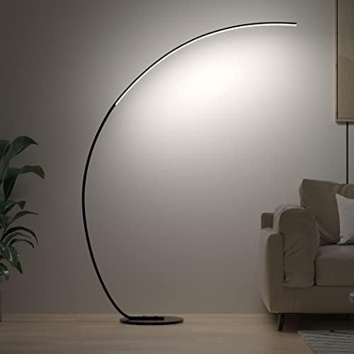 E.P. Light RGBW Modern 69.99 inch Arched Standing Reading Floor Lamp with Remote - Dimmable Black Led Color Changing Curved Ambient Lighting for Bedroom and Living Room by EPLight