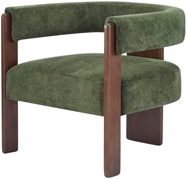 Christopher Knight Home Nettie Modern Accent Chair for Living Room, Velvet Fabric Single Lounge Sofa Chair with Wooden Frame, Comfy Reading Chair for Bedroom, Lounge Armchair with Cushion, Olive Green - Image 5