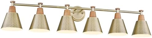 FEMILA Gold Light Fixture Bathroom, 6 Light Brushed Gold Vanity Light, 45.3" Bathroom Lighting Fixture Over Mirror, 4FG59B-6W BG by FEMILA