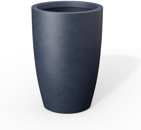 Kante Accent Round Tapered Charcoal Concrete Planter 18.1" Tall, Outdoor by Unknown