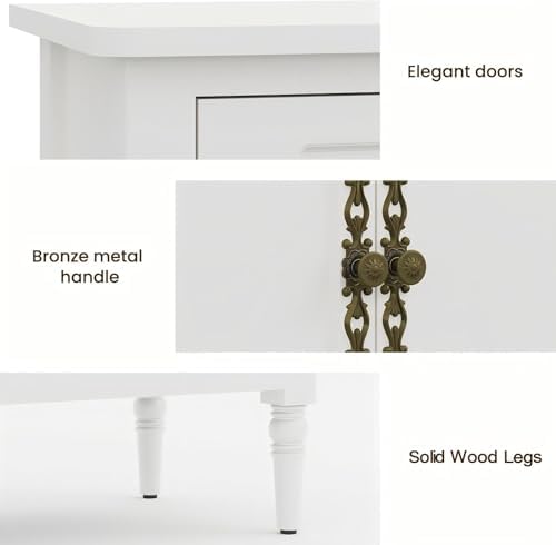 RoyalCraft 118" Buffet Cabinet with Storage, Vintage Sideboard with Adjustable Shelves, Mid Century Modern Painted Credenza Coffee Bar for Kitchen, Dining Room, Entryway, Living Room, Satin White - Image 5