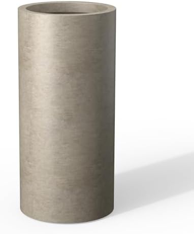Kante Accent Round Column Weathered Concrete Planter 23.6" Tall, Outdoor by Unknown