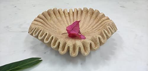 Yellow Sandstone Bowl Fruit Bowl Stone Bowl Decorative Bowl Decorative Trays Stone Fruit Bowl Ruffle Bowl Floral Bowl Home Decor (Set of 6 and 9 inches) - Image 4