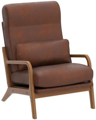 Karl home Accent Chair High Back Mid-Century Modern, Brown - Image 5