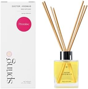 Doctor Aromas Premium Reed Diffuser Diffuser Glass Jar Set Elegant Scent for Home, Room or Bathroom and Fresh Air Scent Lasting Home Fragrance Over 90 Days (Pack of 1, Promise) by DOCTORAROMAS