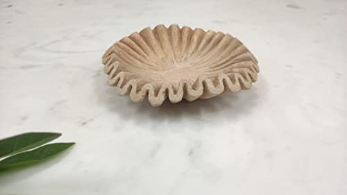Yellow Sandstone Bowl Fruit Bowl Stone Bowl Decorative Bowl Decorative Trays Stone Fruit Bowl Ruffle Bowl Floral Bowl Home Decor (9 inches) - Image 5
