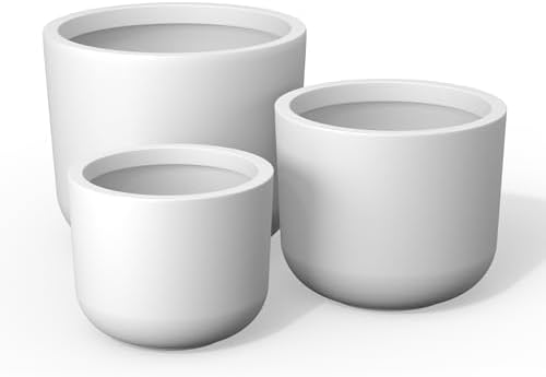 Kante Set of 3 White Concrete Capsule Planters 13.1" 11" 9" Dia by Unknown