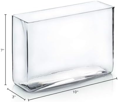 WGV Long Rectangle Block Vase Bulk, Width 3", Length 10", Height 7", Clear Glass Floral Container Wedding Party Event Home Office Decor, 6 Pieces - Image 7