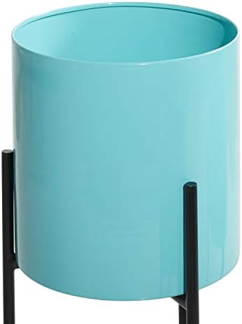 Deco 79 Metal Indoor Outdoor Planter Minimalistic Large Planter Pot with Black Removable Stand, Set of 3 Planters 12", 14", 18"H, Teal - Image 6
