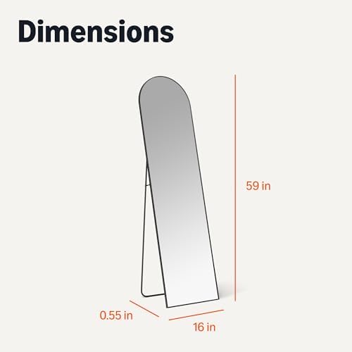 Amazon Basics Full Length Floor Mirror, 59" x 16" x 0.55", Black - Image 5