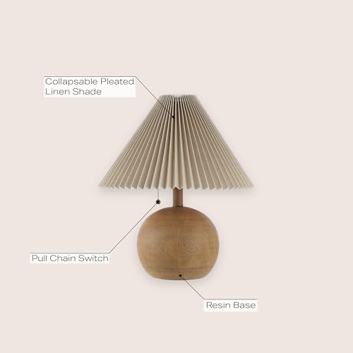 JONATHAN Y Aksel Sphere Table Lamp Coastal 17.25", Brown Wood Finish - Image 2