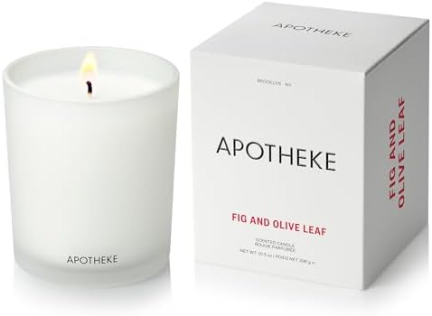 Apotheke Signature Scented Candles for Home, Fig and Olive Leaf - 10.5 Oz by Apotheke